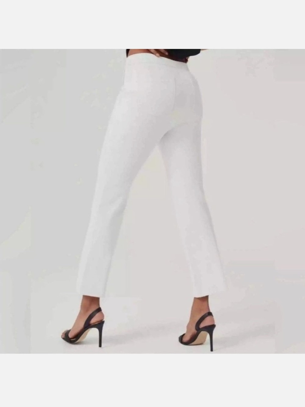 Spanx Classic White Kick Flare Cropped Pants w/ Silver Lining For Opacity